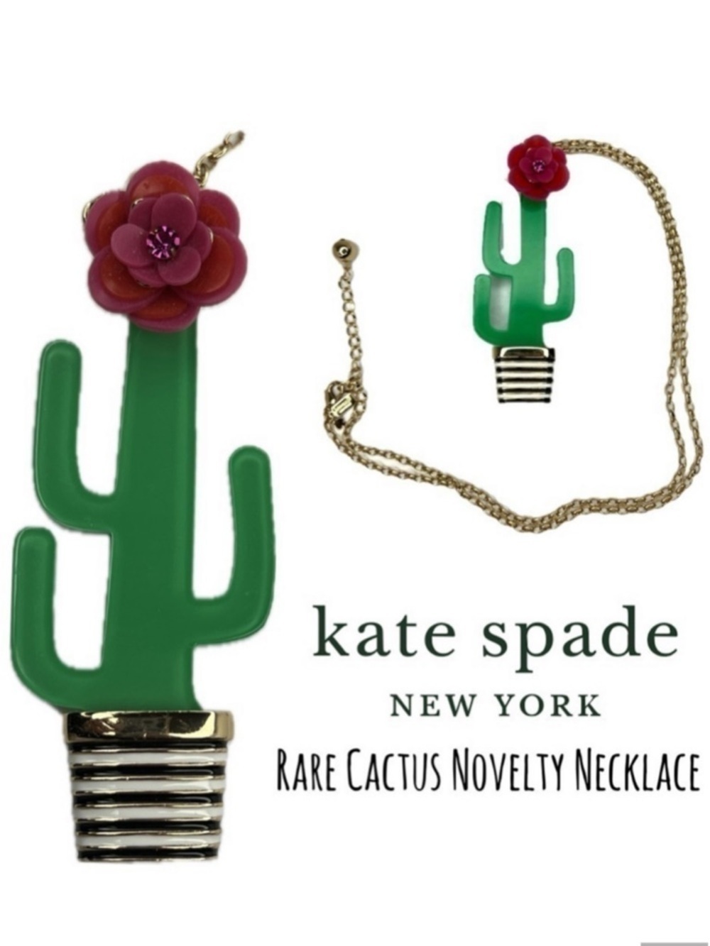 Kate Spade Scenic Route Cactus Acrylic Rare Novelty Necklace